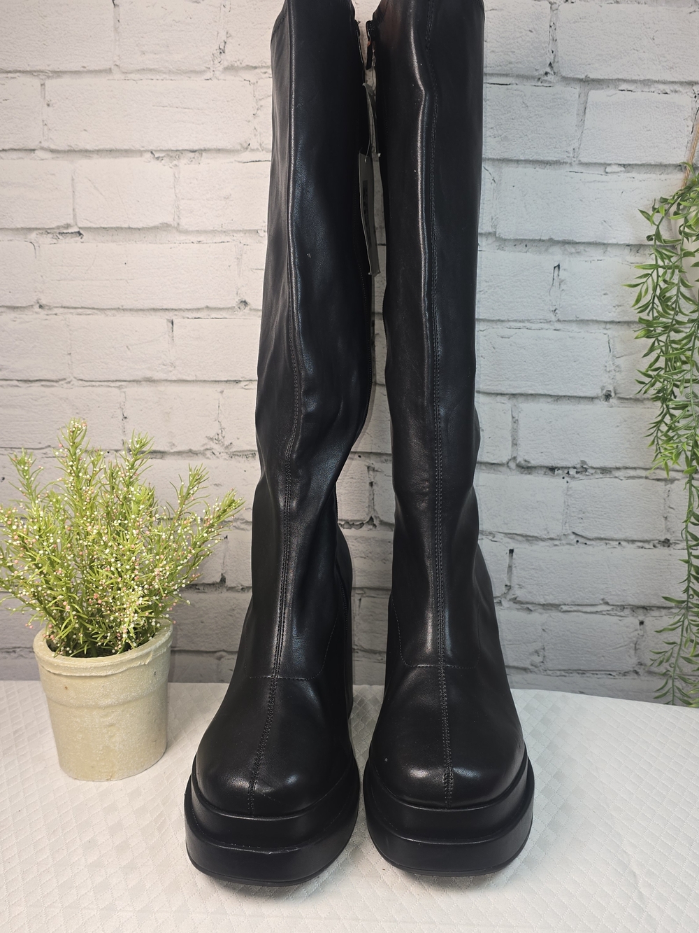 TORRID CHUNKY DOUBLE PLATFORM STRETCH KNEE HIGH BLACK BOOTS WOMENS SIZE 13 NWT - Picture 5 of 10